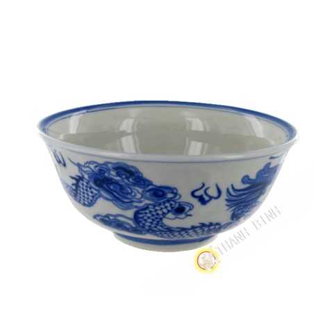 Tazón de sopa de 15 cm de dragón azul de porcelana