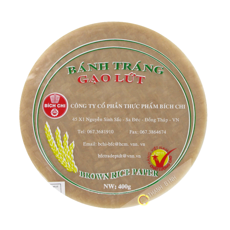 Feuille de riz complet 22cm pour rouleaux printemps BICH CHI 50x200g