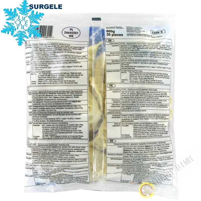 Gyoza pork 30pcs AJINOMOTO 600g Poland - SURGELES Gyoza pork 30pcs AJINOMOTO 600g Poland - SURGELES