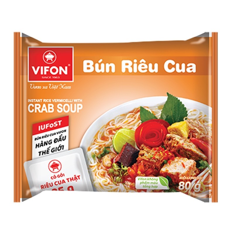 Sopa con fideos de bun rieu cua VIFON 80g de Vietnam Sopa con fideos de bun rieu cua VIFON 80g de Vietnam