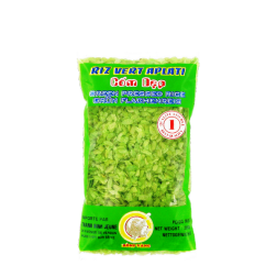 El arroz pegajoso, de color verde aplanado DRAGÓN de ORO 200g de Vietnam