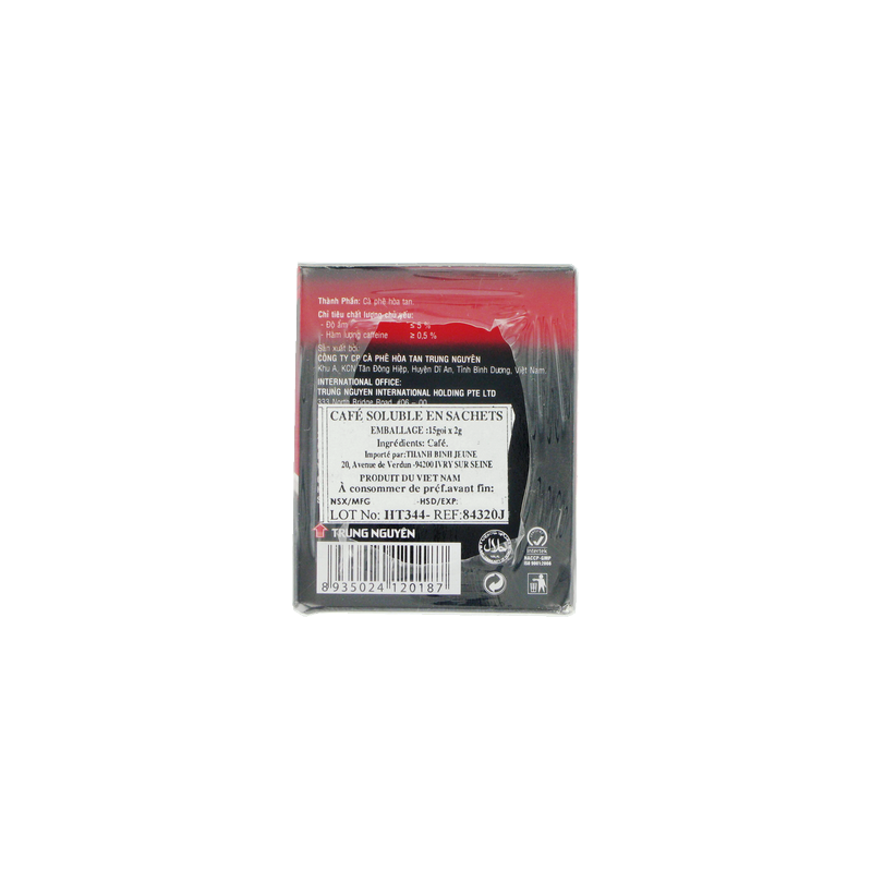 Café noir soluble 3 en 1 TRUNG NGUYEN 30g Vietnam
