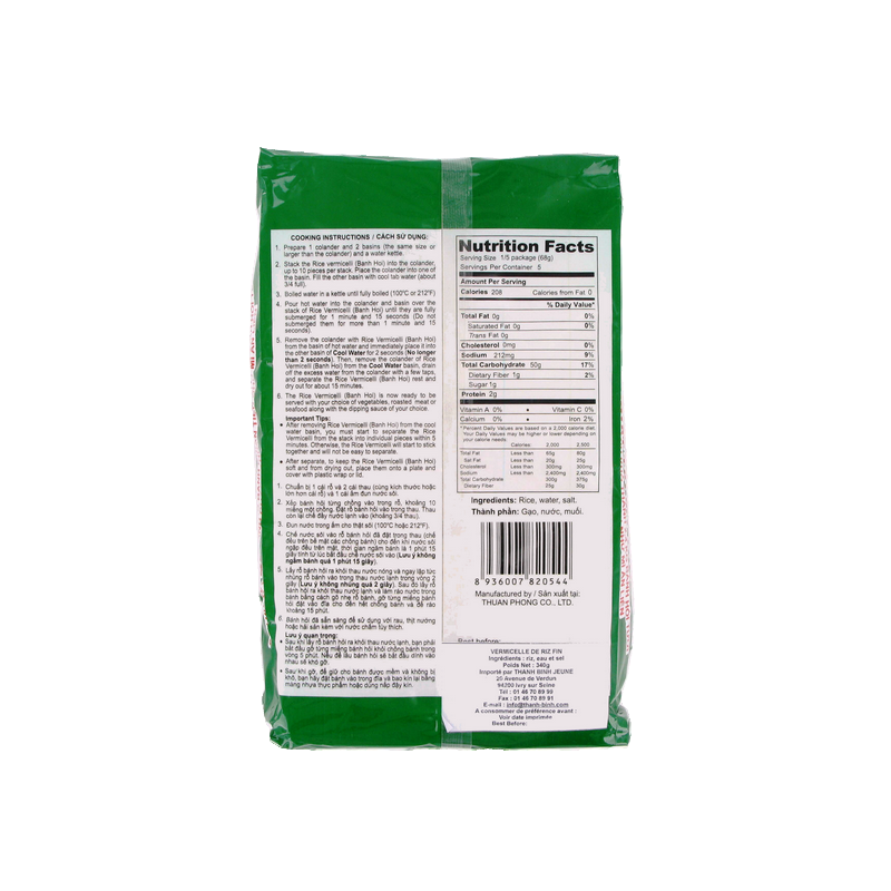 Vermicelle de riz fin blanc Banh hoi trang Bambou THUAN PHONG 340g Vietnam Vermicelle de riz fin blanc Banh hoi trang Bambou THUAN PHONG 340g Vietnam