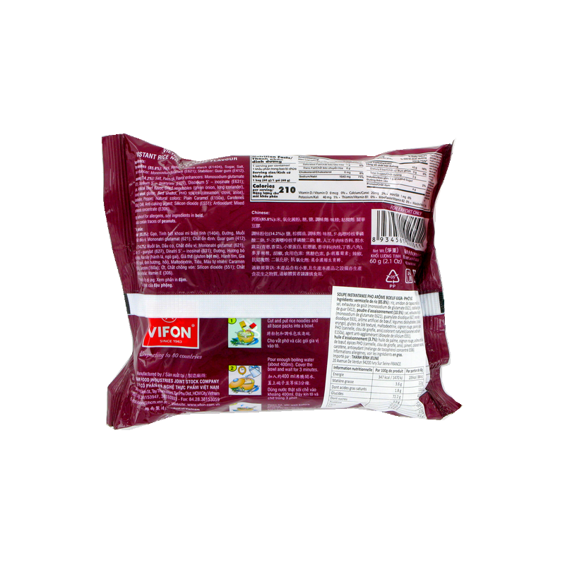 Soupe pho boeuf VIFON 60g Vietnam Soupe pho boeuf VIFON 60g Vietnam