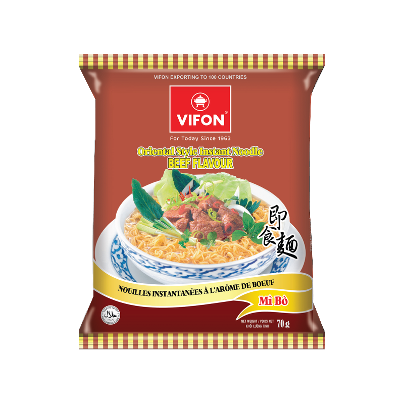Zuppa di noodle con carne di manzo VIFON 70g Vietnam Zuppa di noodle con carne di manzo VIFON 70g Vietnam