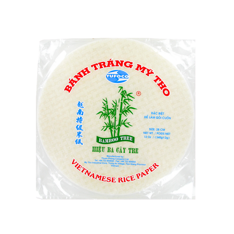 Feuille de riz 28cm pour rouleaux printemps 3 Bambou Vietnam 44x340g