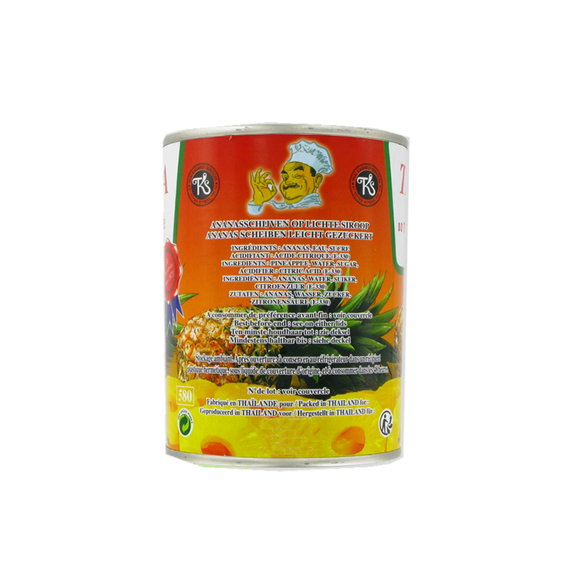 Ananas 10 tranches entières au sirop léger TABANA 565g France