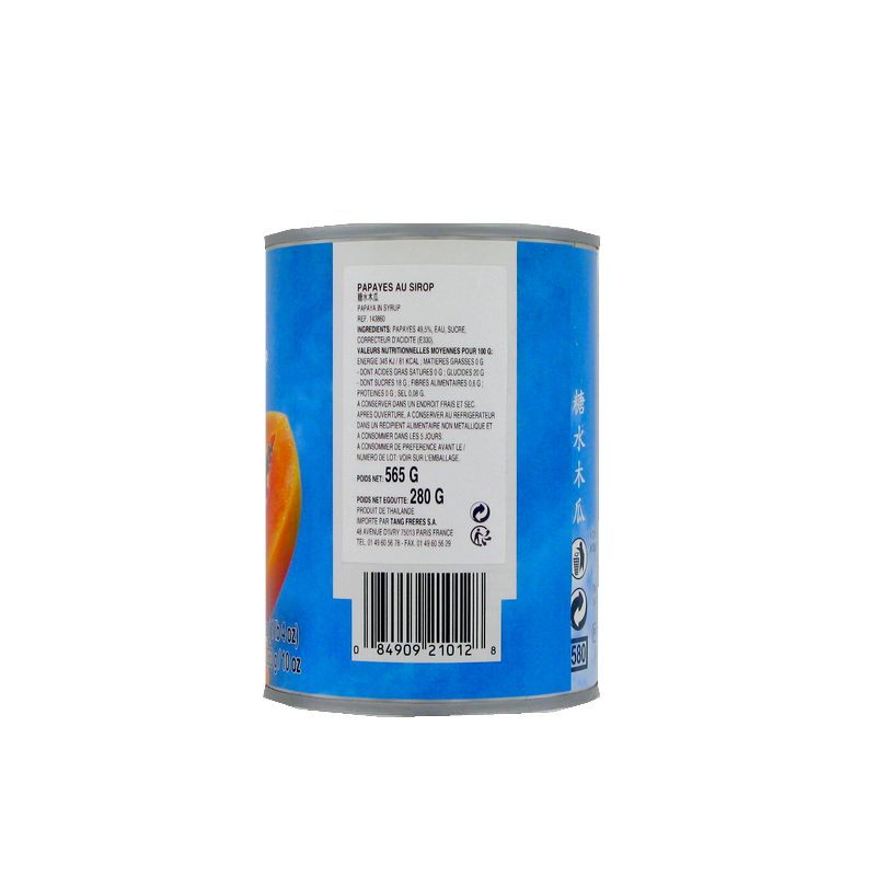 Papaye en morceaux au sirop léger 565g Thailande