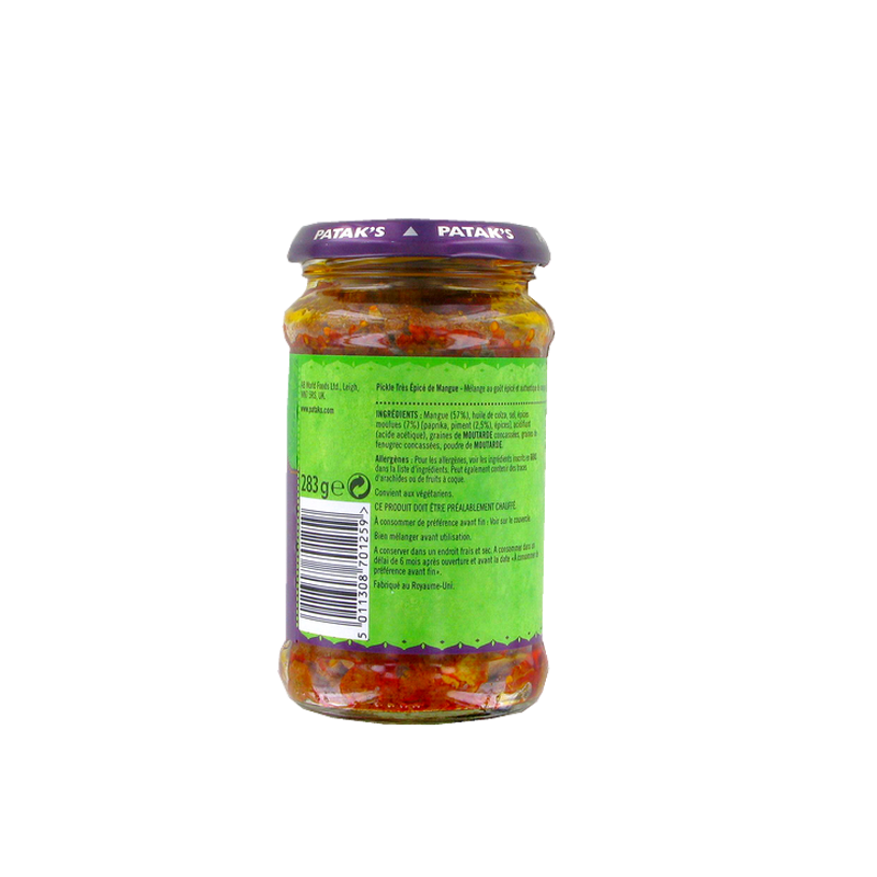 Mango pickle Hot PATAK'S 283g Royaume-Uni