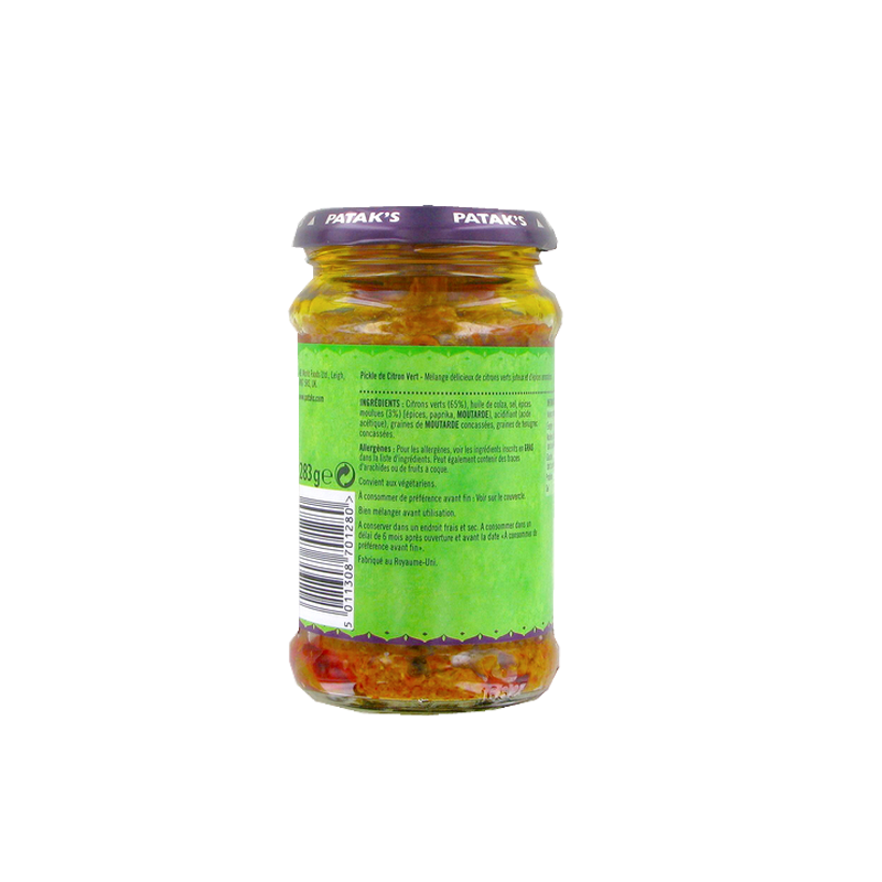 Lime pickle mild PATAK'S 283g Royaume-Uni