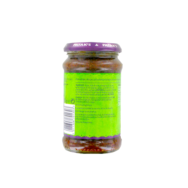 Brinjal Aubergine pickle PATAK'S 312g Royaume-Uni Brinjal Aubergine pickle PATAK'S 312g Royaume-Uni