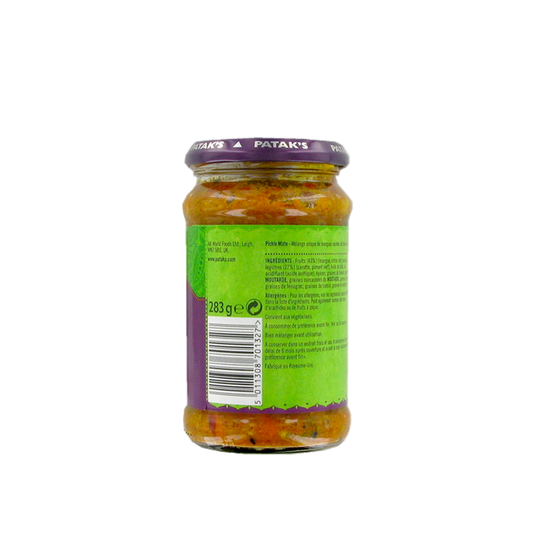 Mixed pickle paste PATAK'S 283g Royaume-Uni Mixed pickle paste PATAK'S 283g Royaume-Uni