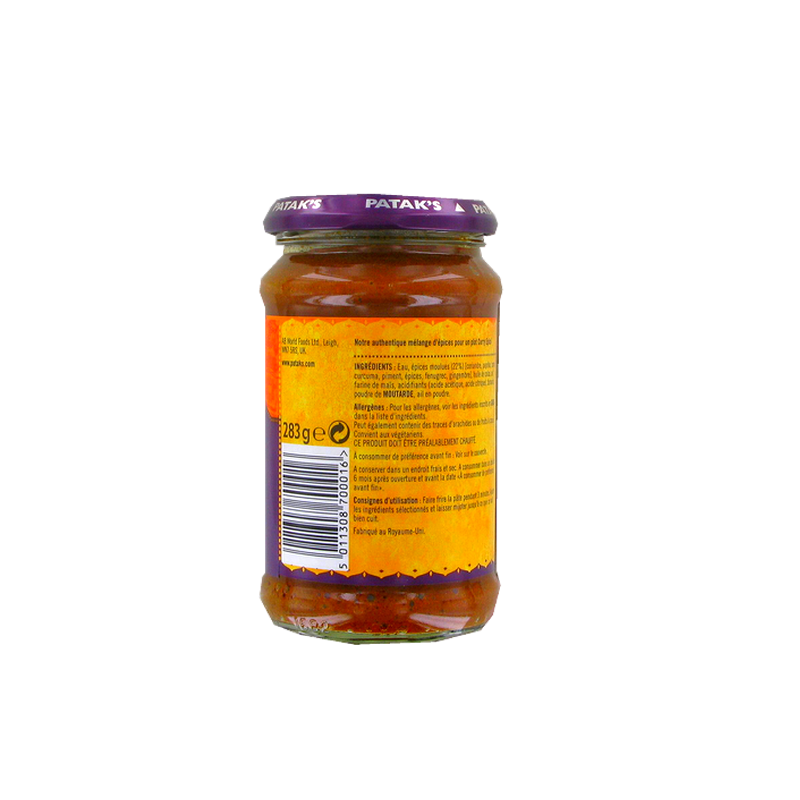 Curry paste extra hot PATAK'S 283g Royaume-Uni Curry paste extra hot PATAK'S 283g Royaume-Uni