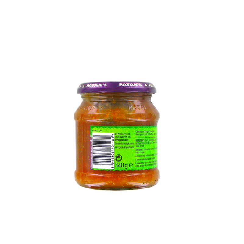 Hot Mango chutney PATAK'S 340g Royaume-Uni Hot Mango chutney PATAK'S 340g Royaume-Uni