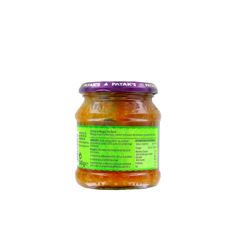 Hot Mango chutney PATAK'S 340g Royaume-Uni Hot Mango chutney PATAK'S 340g Royaume-Uni