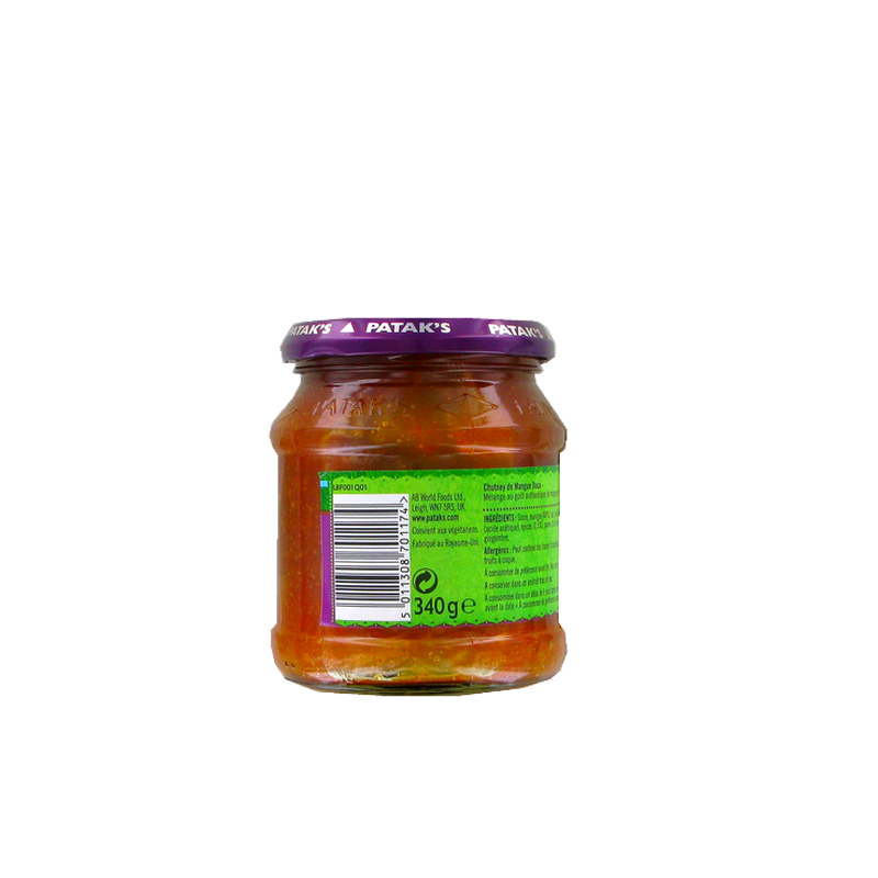 Sweet mango chutney PATAK'S 340g Royaume-Uni Sweet mango chutney PATAK'S 340g Royaume-Uni
