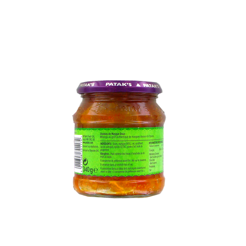 Sweet mango chutney PATAK'S 340g Royaume-Uni Sweet mango chutney PATAK'S 340g Royaume-Uni