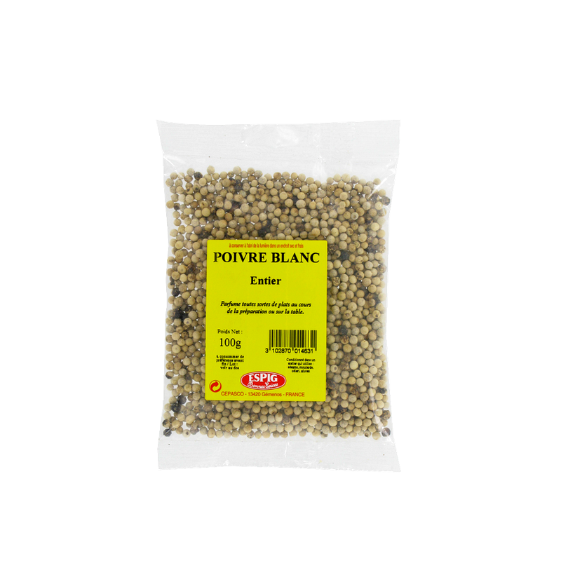 Poivre blanc entier ESPIG 100g France Poivre blanc entier ESPIG 100g France