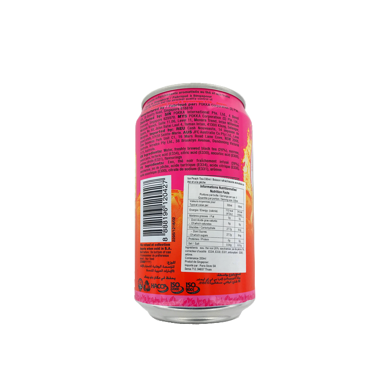 Boisson thé glacé à la pêche POKKA 330ml Singapour