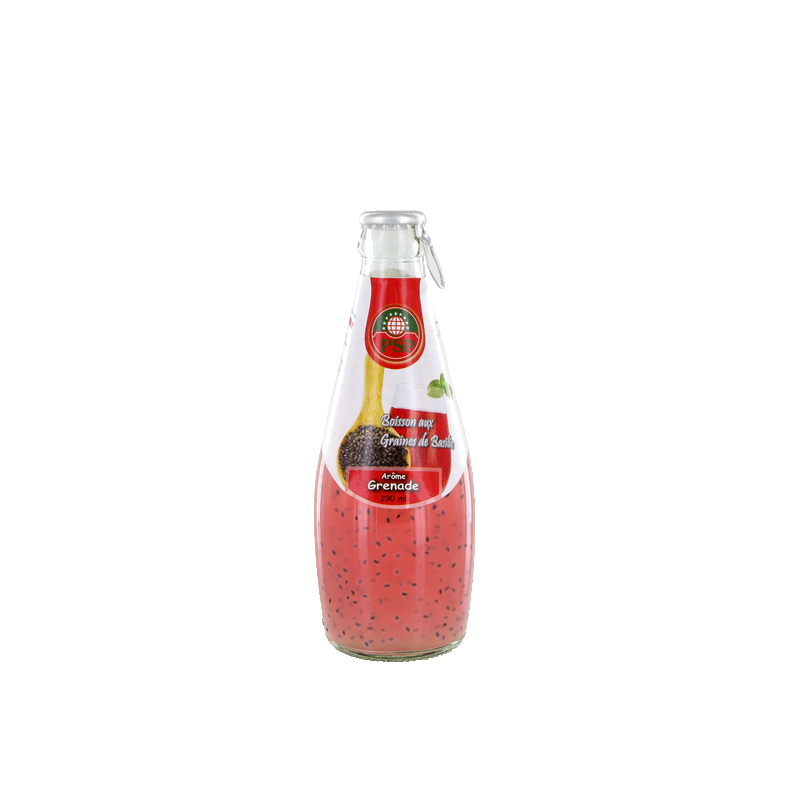 Boisson aux graines de basilic grenade 290ml Thailande
