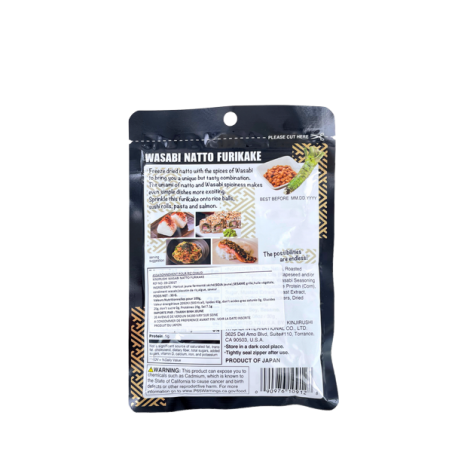 Assaisonnement riz chaud Natto Wasabi Furikaké KINJIRUSHI 6x10x30g Japon